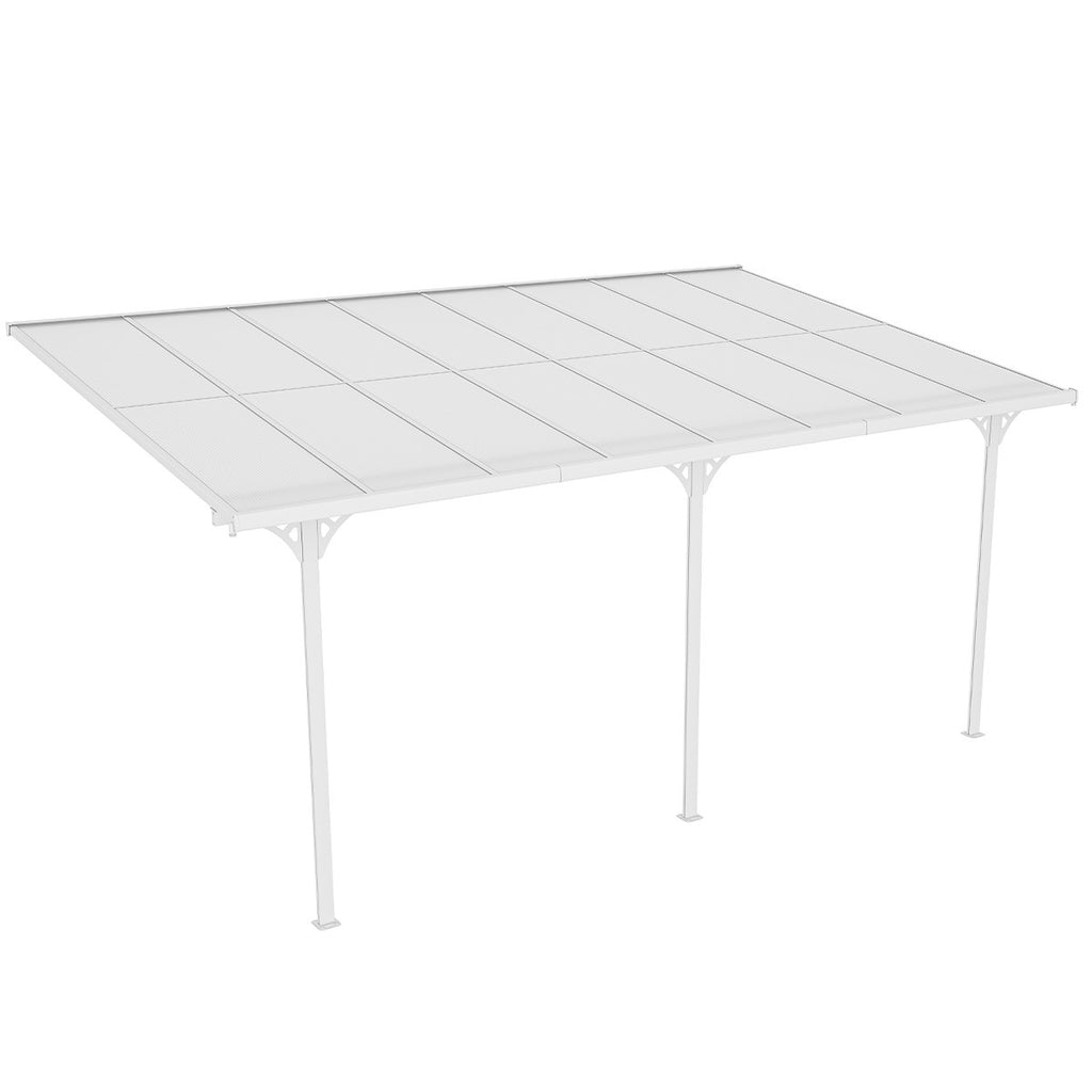 POHJOLA GARDEN Terassikatos 495x300x225-270cm, Valkoinen, EXTRA STRONG 6mm paneeli