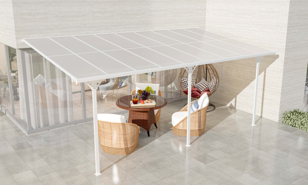 POHJOLA GARDEN Terassikatos 5.56 x 3.00m Valkoinen, EXTRA STRONG 6mm paneeli