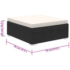 6-osainen puutarhan oleskeluryhmä tyynyillä polyrottinki musta