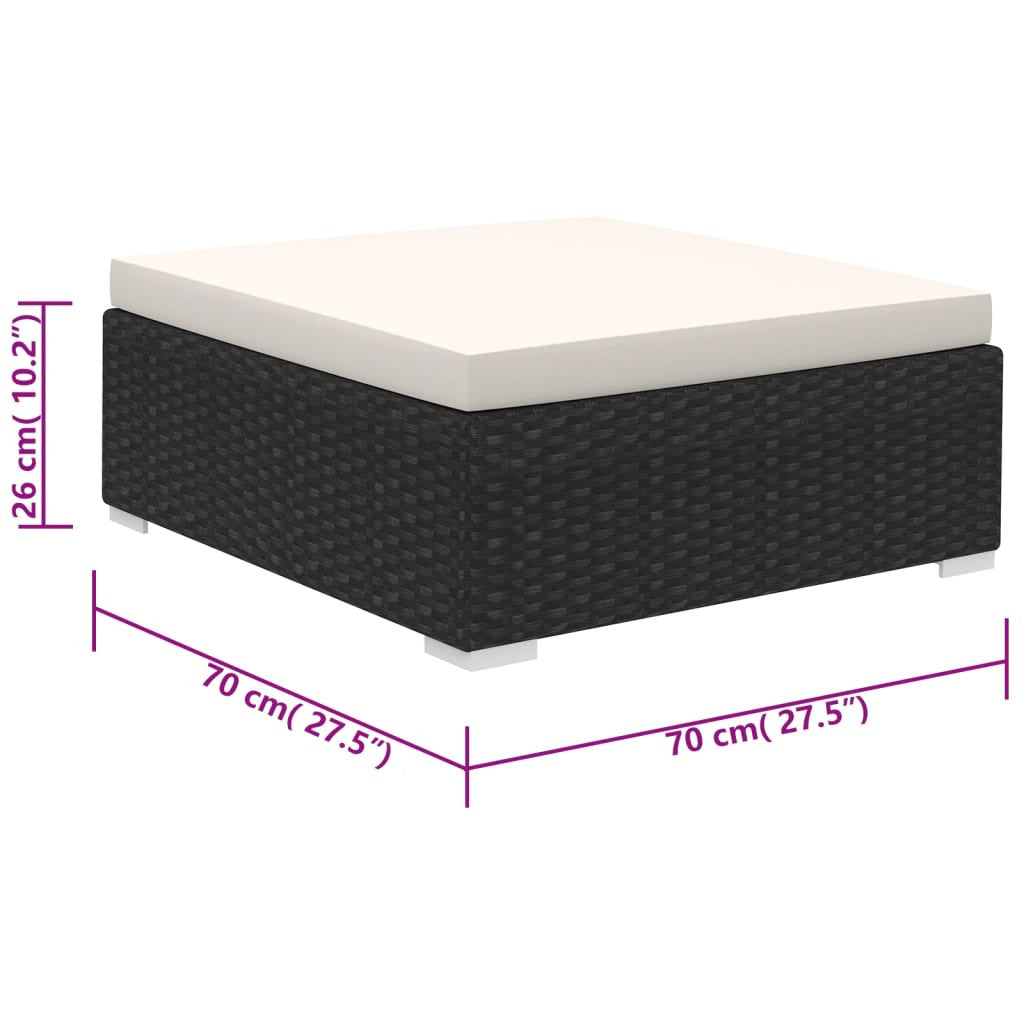 6-osainen puutarhan oleskeluryhmä tyynyillä polyrottinki musta