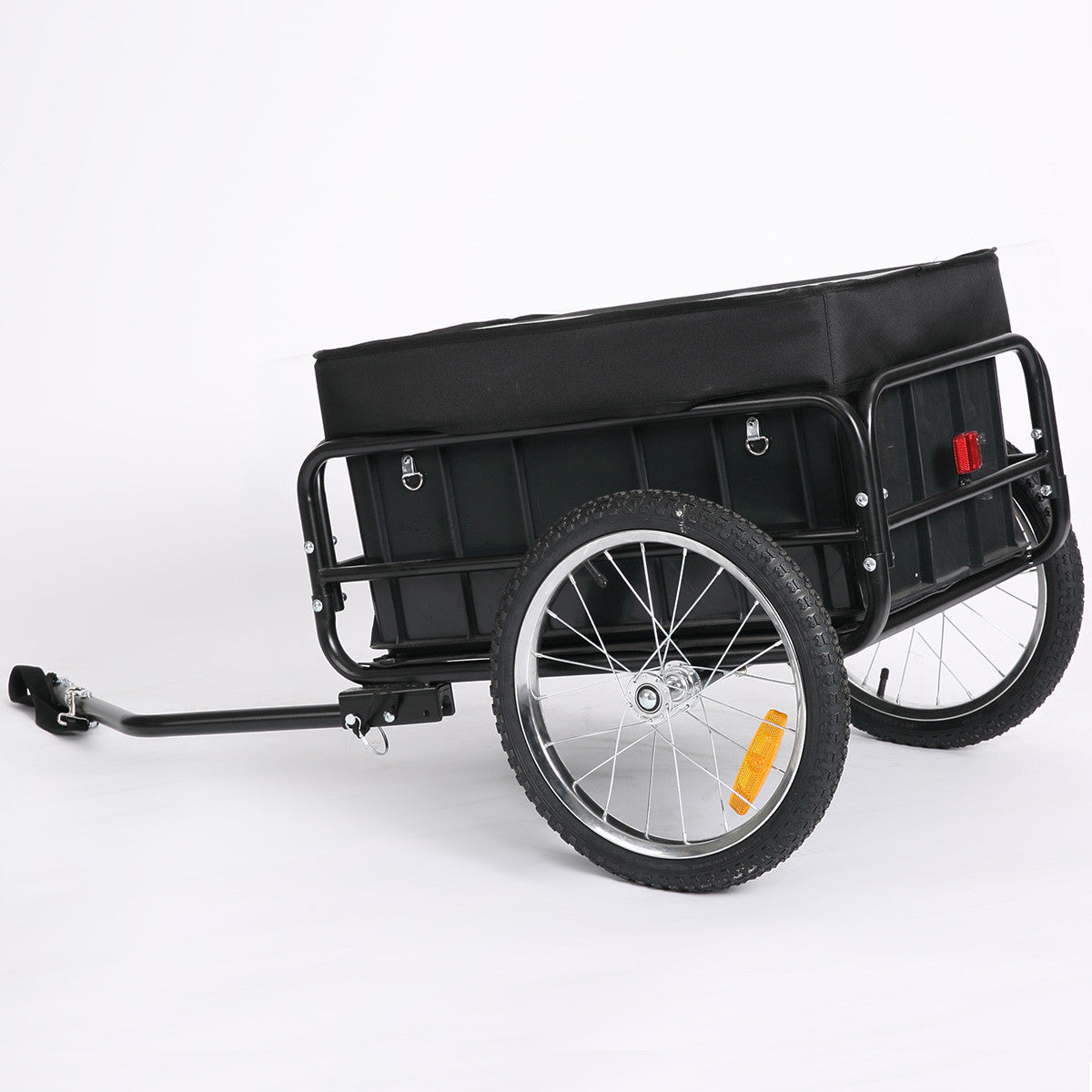 Cykelkärra 50 kg – stålram, luftfyllda däck, lastutrymme 62 x 31,5 x 43 cm