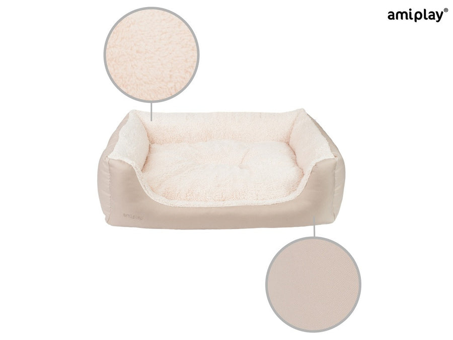 Amiplay Aspen XL hundsäng soffa beige 90x72x22cm