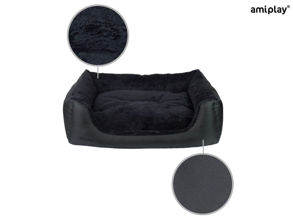 Amiplay Aspen XL hundsäng soffa svart 90x72x22cm
