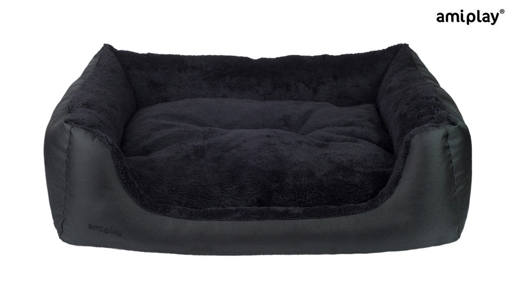 Amiplay Aspen XL hundsäng soffa svart 90x72x22cm