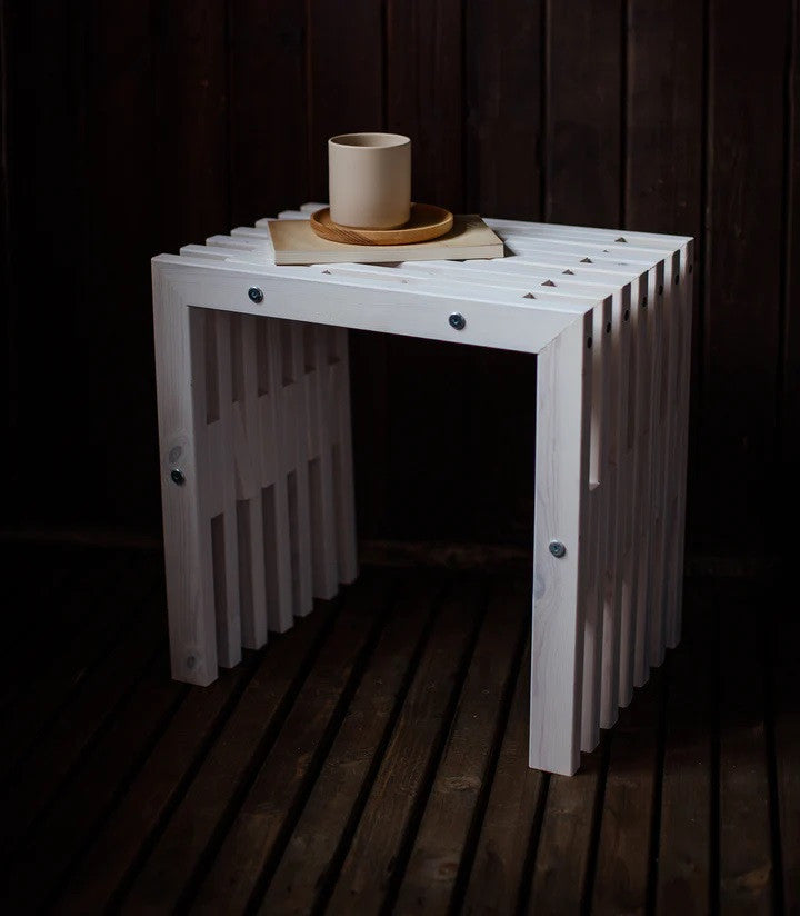 EcoFurn® D bänk Furu Vit 45 cm