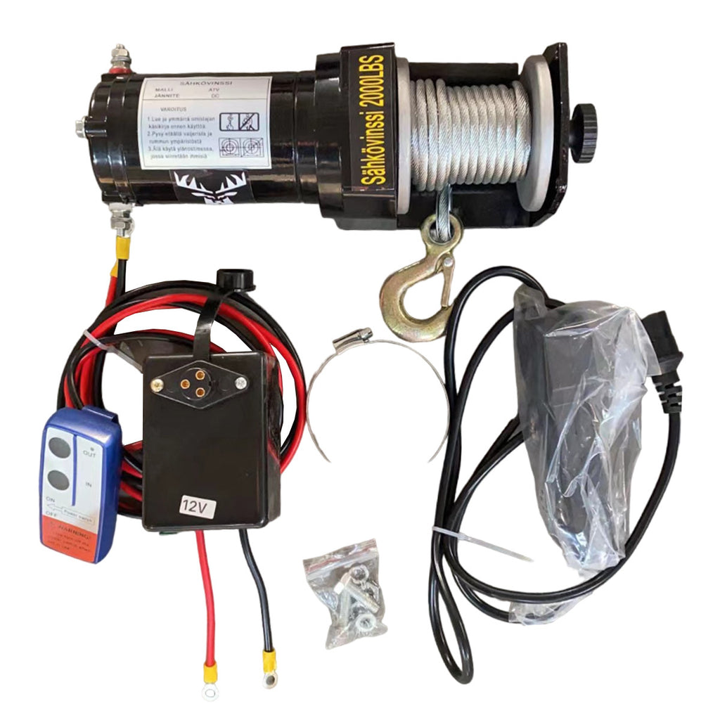 POHJOLA MOTORS 907 kg / 2000 lbs Sähkövinssi Kaukosäätimellä EXTRASTRONG 6m x 5mm Vaijeri