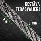 POHJOLA MOTORS 907 kg / 2000 lbs Sähkövinssi Kaukosäätimellä EXTRASTRONG 6m x 5mm Vaijeri