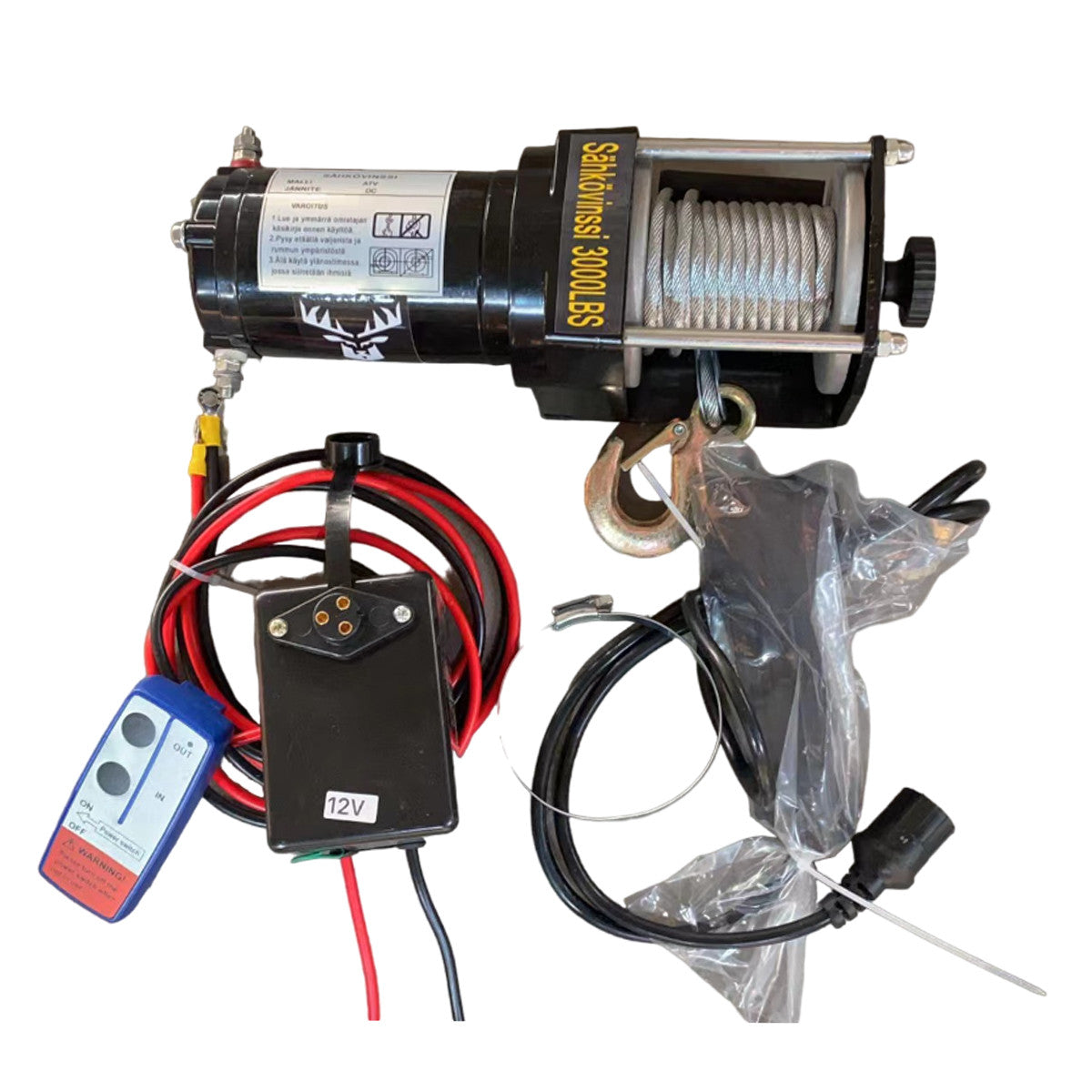 POHJOLA MOTORS 1361 kg / 3000 lbs Sähkövinssi Kaukosäätimellä, EXTRASTRONG  6m x 5mm Vaijeri