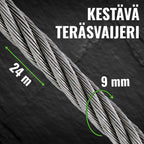 POHJOLA MOTORS 5443 kg / 12000 lbs Sähkövinssi STRONG Kaukosäätimellä, EXTRASTRONG 24m x 9mm Vaijeri