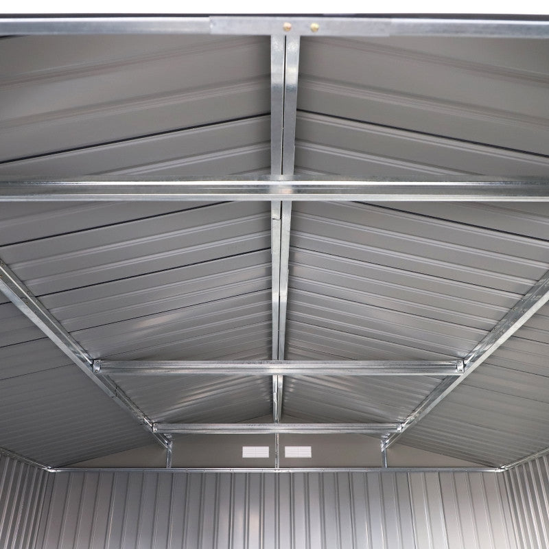 teräksinen työkaluvaja pohjalevyllä 20m³ työkaluvaja puutarhavaja polkupyörävaja hiilenharmaa 340 x 386 x 200 cm