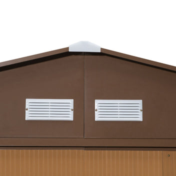 Teräksinen säänkestävä pihavaja 12,4 m² - työkaluvaja I puutarhavaja I polkupyörävaja, ruskea 340 x 386 x 200 cm