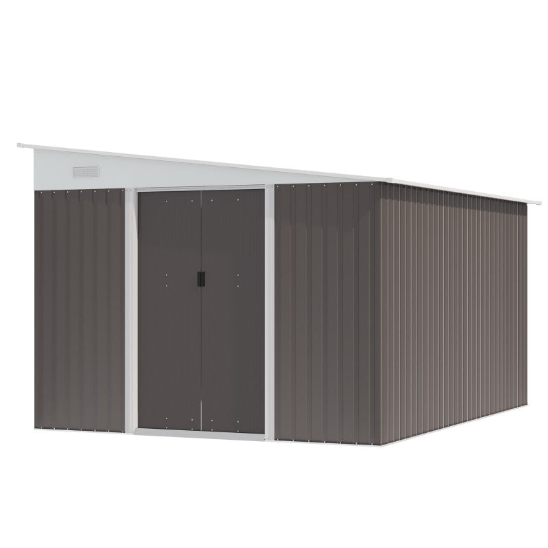 metallinen työkaluvajan harjakatto lukittava pariovi 2.8 x 3.45 x 2.01m harmaa