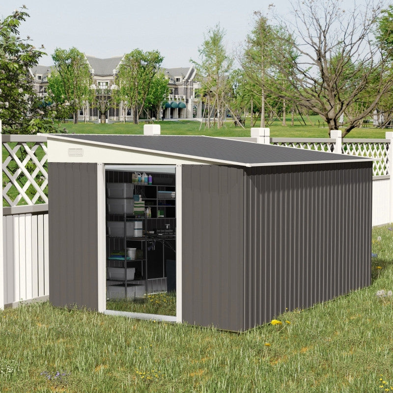 metallinen työkaluvajan harjakatto lukittava pariovi 2.8 x 3.45 x 2.01m harmaa