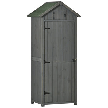 puutarhakaappi Puutarhamökki Työkaluvaja hyllyillä Asfalttikatto Ikkuna Puu Harmaa+vihreä 77 x 54,2 x 179 cm