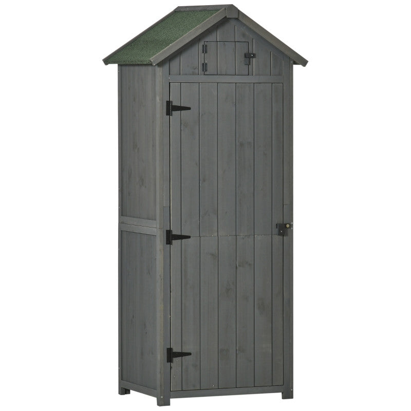 Trädgårdsskjul Trädgårdsstuga Verktygsskjul med hyllor Asfalttak Fönster Trä Grå+grön 77 x 54,2 x 179 cm