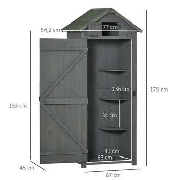 puutarhakaappi Puutarhamökki Työkaluvaja hyllyillä Asfalttikatto Ikkuna Puu Harmaa+vihreä 77 x 54,2 x 179 cm