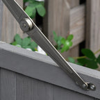 työkalukaappi, pariovinen, saranoitu kansi, 2 hyllyä, säänkestävä, luonnonpuu, harmaa, 74 x 43 x 88cm.