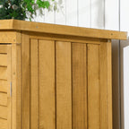 työkaluvaja säleovilla 3 hyllyä säänkestävä 87 cm x 46,5 cm x 160 cm kuusipuuta Ruskea