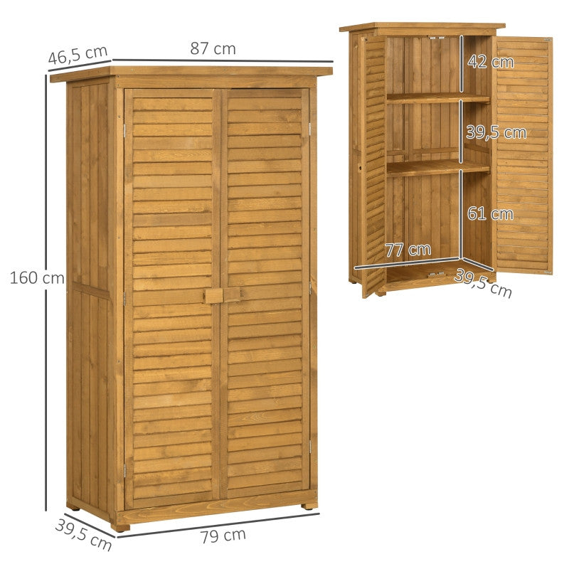 Verktygsskjul med lamelldörrar 3 hyllor Väderbeständigt 87 cm x 46,5 cm x 160 cm Granbrunt