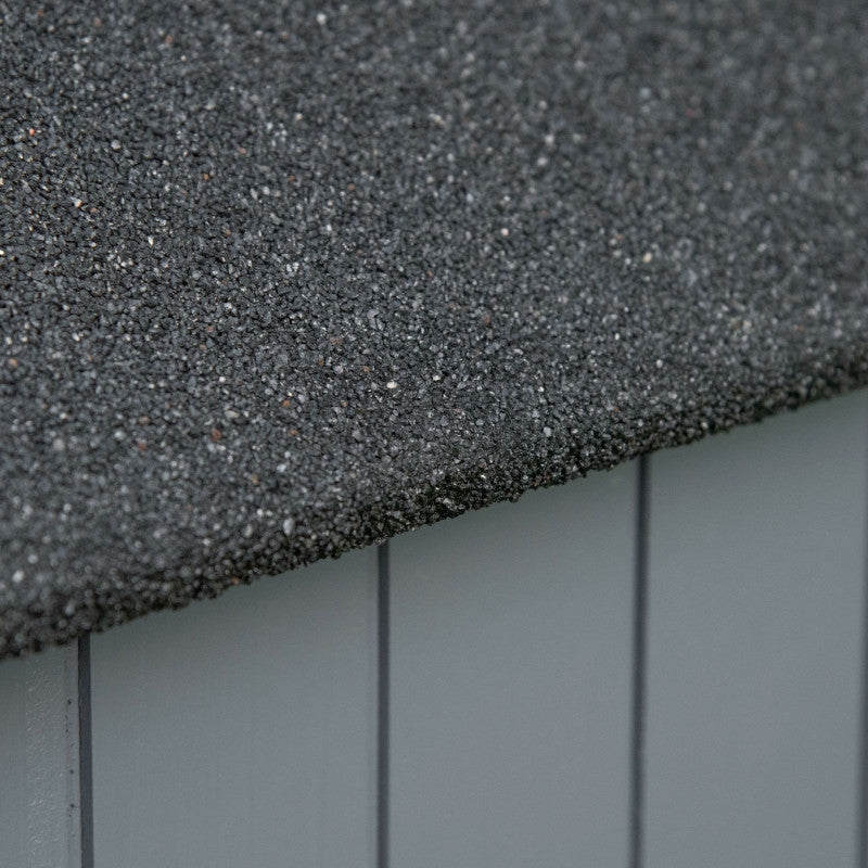 puutarhakaappi, avoin polttopuuosasto, lukittava ovi, säänkestävä, luonnonpuu, 129 x 51,5 x 180cm, harmaa+musta