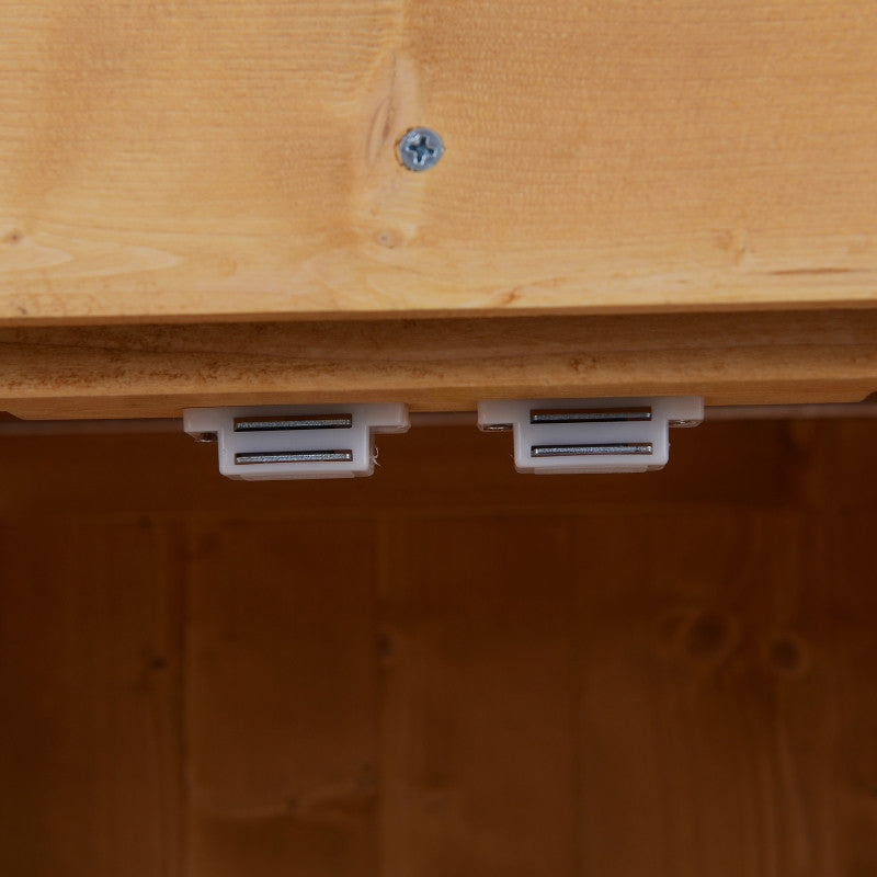 puutarhakaappi työkaluvaja kaksoisovi , työkaluvajassa 2 hyllyä säänkestävä kuusipuu luonnollinen 74 x 43 x 88cm