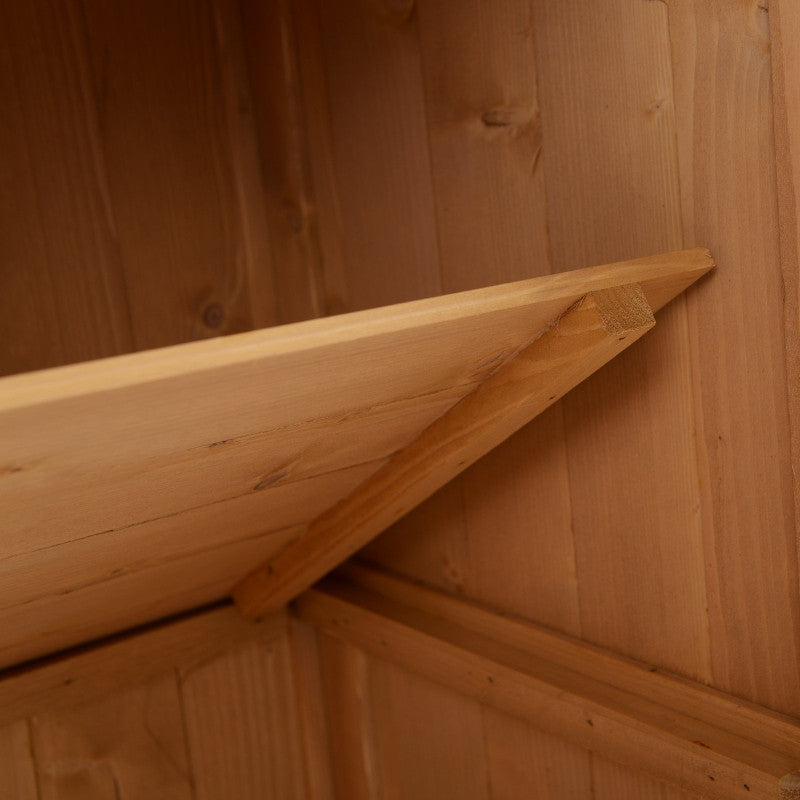 Trädgårdsskjul verktygsskjul dubbeldörr, verktygsskjul med 2 hyllor, väderbeständigt granvirke, naturligt 74 x 43 x 88 cm