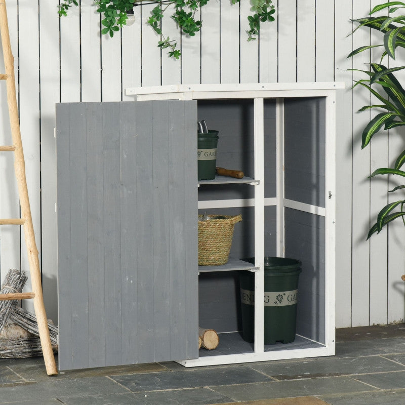 Verktygsskjul med hyllor, väderbeständigt, 75 x 56 x 115 cm, grått