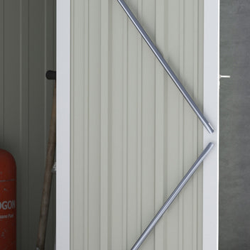 Trädgårdsskjul Trädgårdsskjul med dörr Utomhus stål Grön 142 x 84 x 189 cm