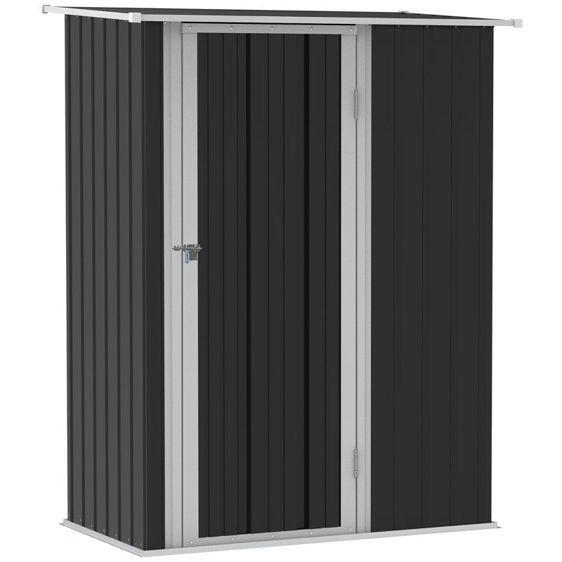 Trädgårdsskjul Trädgårdsskjul med dörr Utomhus stål Mörkgrå 142 x 84 x 189 cm