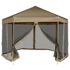 Sexkantigt pop-up-partytält, 6 väggar, grått, 3,6 x 3,1 m