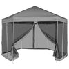 Sexkantigt pop-up-partytält, 6 väggar, grått, 3,6 x 3,1 m