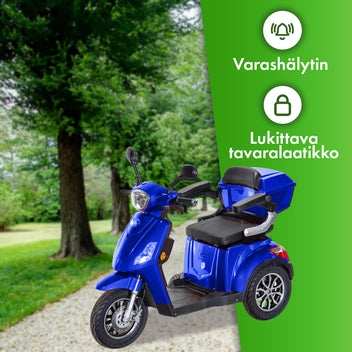 Senioriskootteri 1000W 25 km/h – 48V20Ah litiumakku, varashälytin, 150 kg