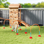 Koiran agility-portit 4 kpl, leveys säädettävä 95–114 cm, täytettävät jalustat, sininen/oranssi