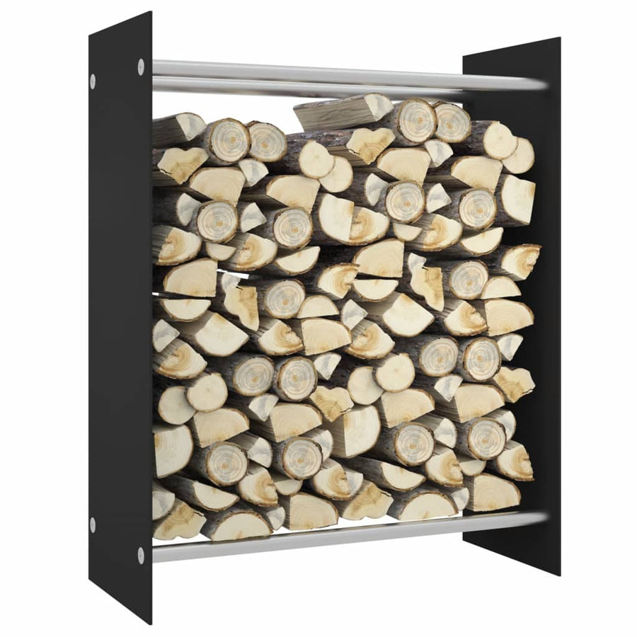 Vedställ, svart, 80x35x100 cm, härdat glas