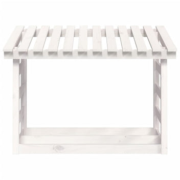 Vedställ, vitt, 108x64,5x78 cm, massiv furu
