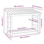Polttopuuteline valkoinen 108x64,5x78 cm täysi mänty
