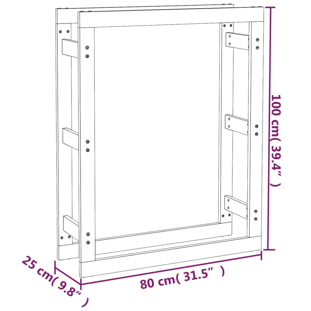 Vedställ 80x25x100 cm massiv furu