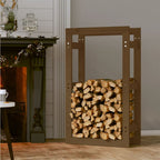 Vedställ, honungsbrunt, 60x25x100 cm, massiv furu