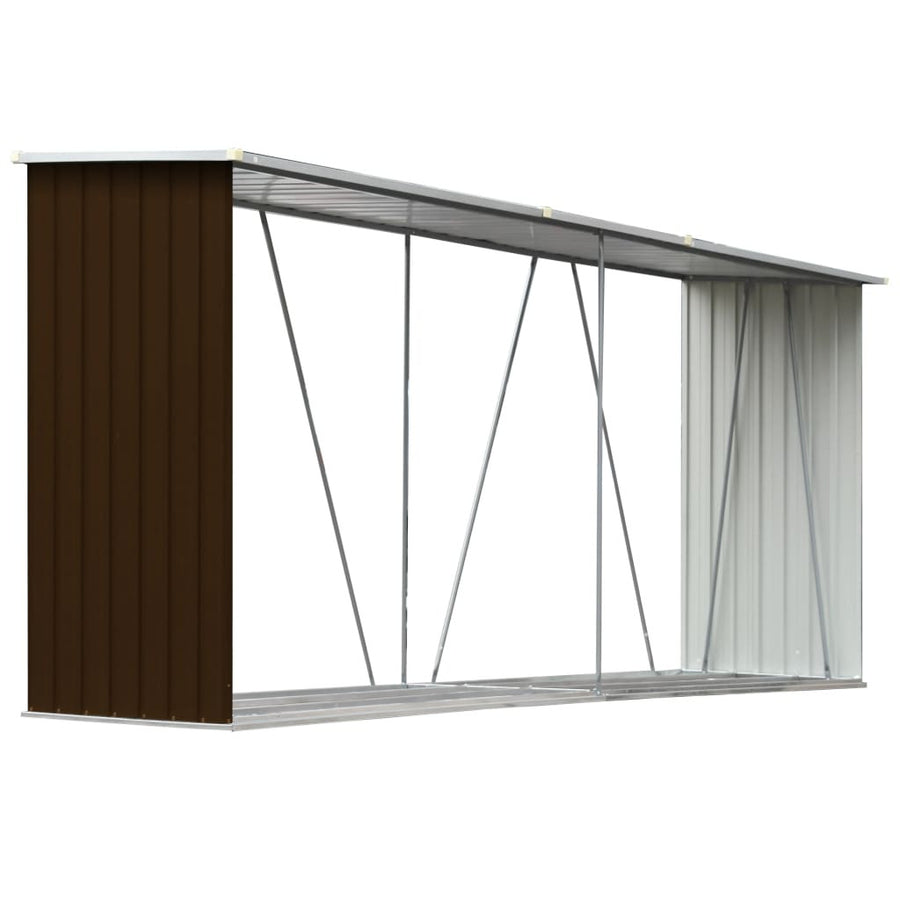 Träbod, galvaniserat stål, 330x84x152 cm, brun