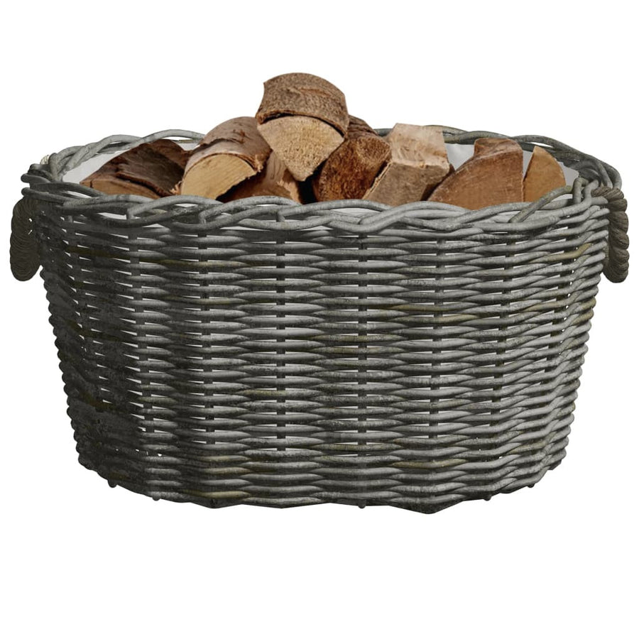 Vedkorg med bärhandtag 60x40x28 cm grå pil