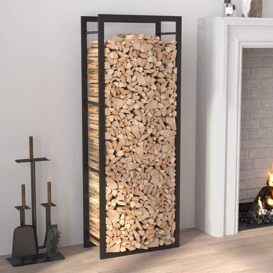 Vedställ, matt svart, 50x28x132 cm, stål