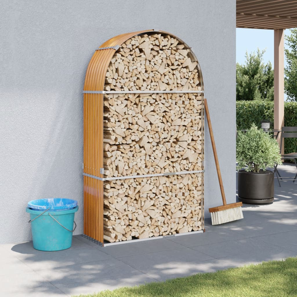 Vedställ, ljusbrunt, 120x45x210 cm, galvaniserat stål