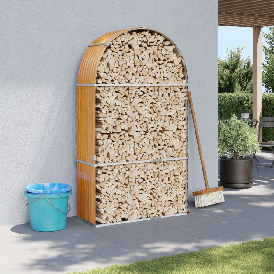 Vedställ, ljusbrunt, 120x45x210 cm, galvaniserat stål