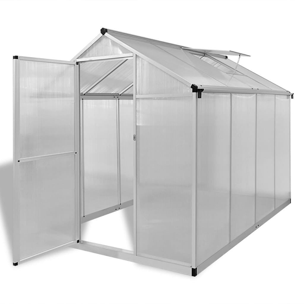 Förstärkt växthus i aluminium med bottenram 4,6 m²