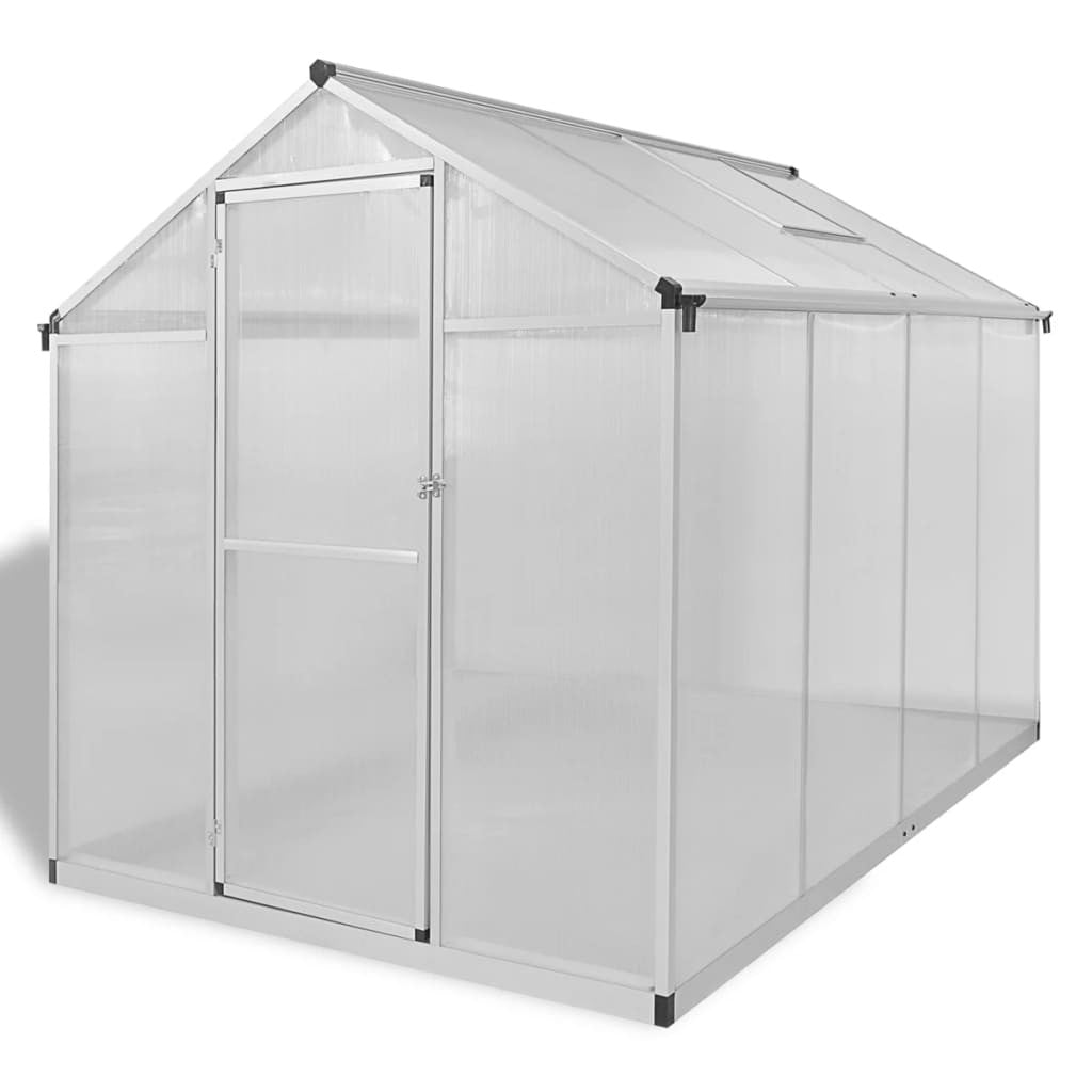 Förstärkt växthus i aluminium med bottenram 4,6 m²