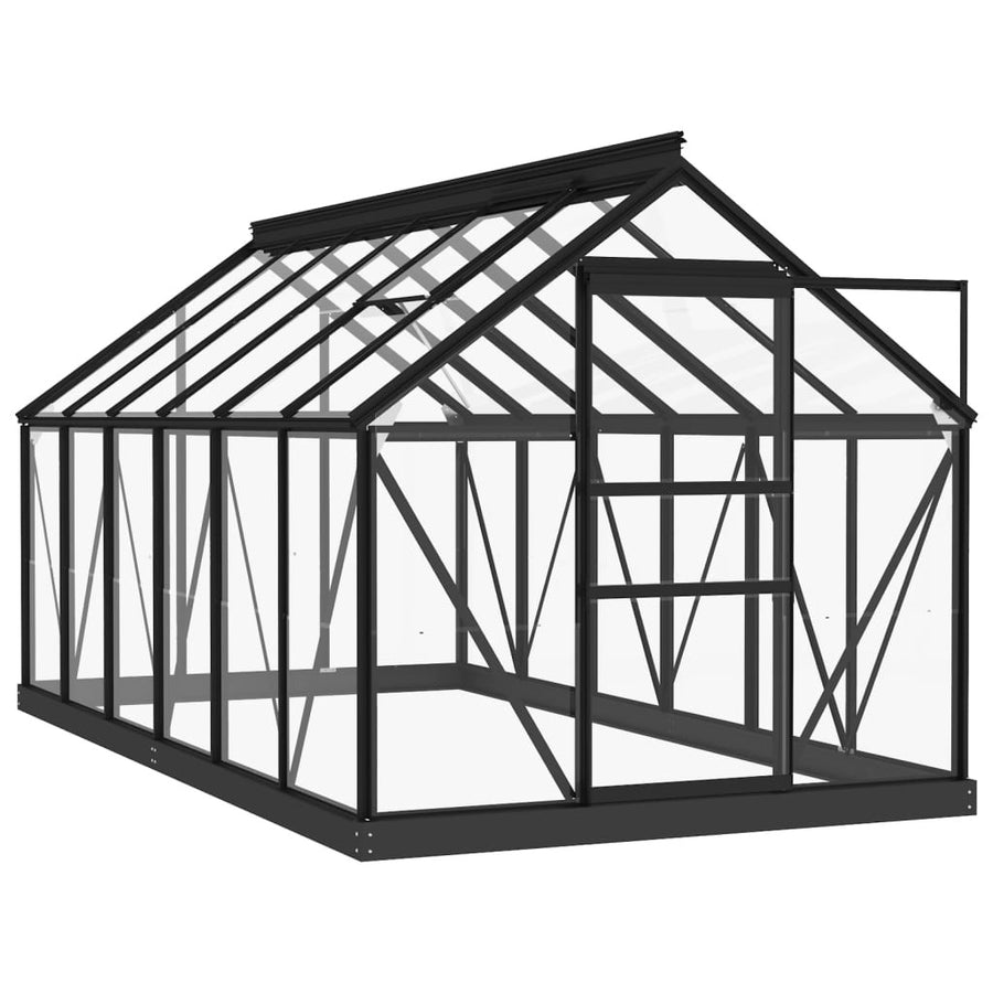 Glasväxthus antracit 155x298x191 cm aluminium