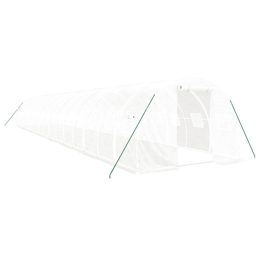 Tunnelikasvihuone teräsrungolla valkoinen 48 m² 16x3x2 m