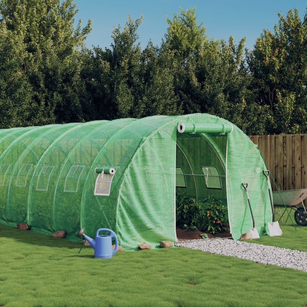 Tunnelikasvihuone teräsrungolla vihreä 18 m² 6x3x2 m