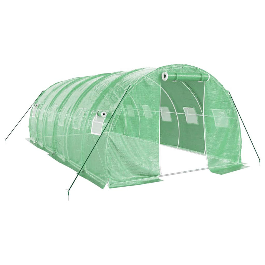 Tunnelväxthus med stålram, grönt, 18 m², 6x3x2 m