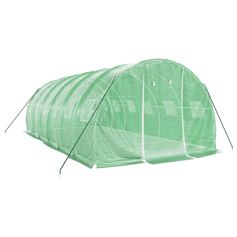 Tunnelväxthus med stålram, grönt, 18 m², 6x3x2 m